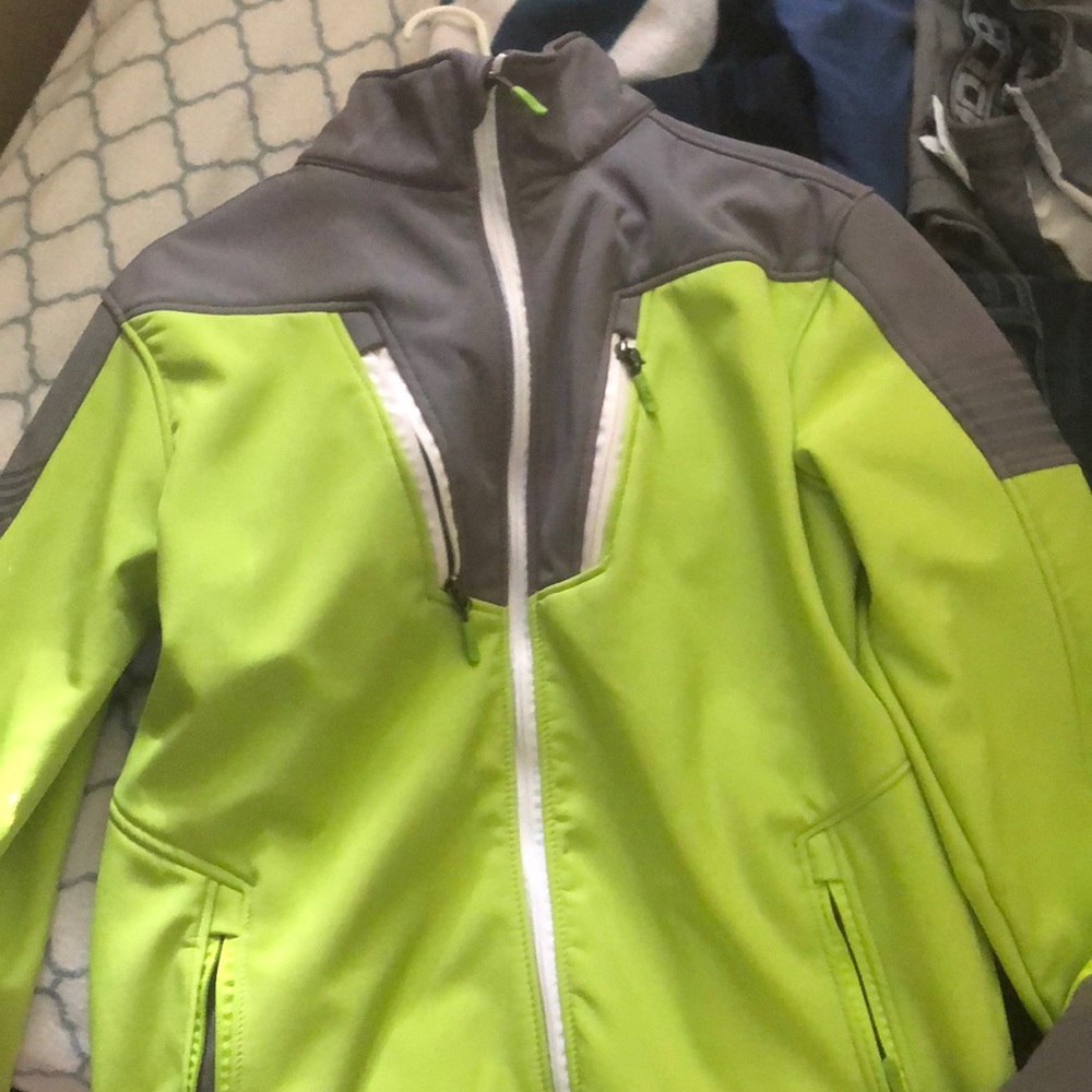 CB Mens Large Lime Green / Grey Jacket WORN ONCE